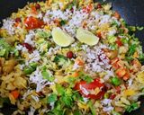 A picture of step 3 of Tangy Tomato Coconut and Mixed Veggies Poha.