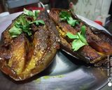 A picture of step 2 of Stuff brinjal with Parantha.