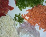 A picture of step 1 of Cheesey egg noodles.