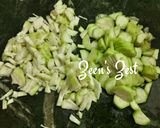 A picture of step 1 of Kaddu and Turai with Methi Sabzi.