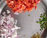 A picture of step 3 of Idli sambr with coconut chutney.