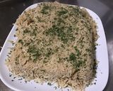 A picture of step 5 of Brown Basmati Rice with Capon Broth, Mozzarella Sauce, and Cilantro.