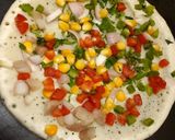 A picture of step 2 of Singhada veg uttapam.