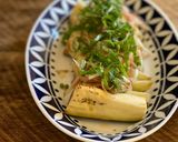 A picture of step 3 of 🍆 Steamed aubergine, seasonal garnish, Japanese citrus soysauce.