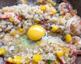 A picture of step 3 of Keto Shrimp Basil Fried Rice.
