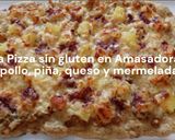 Foto del paso 13 de la receta: Masa Pizza sin gluten en Amasadora con pollo, piña, queso y mermelada