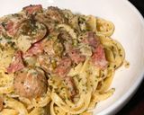 Foto langkah ke 9 dari resep Smoked Beef & Sausage Creamy Capers Pasta.