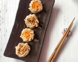 A picture of step 6 of 326. Chicken and Shrimp Siomay Dumplings (Topped with Carrot and Button Mushrooms).