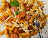 A picture of step 4 of One pot Hot Dog pasta.