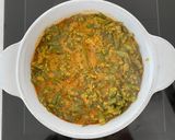 A picture of step 5 of Guvar tul nu shaak (cluster bean curry with sesame seeds).