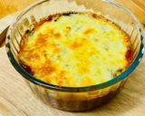 A picture of step 8 of Moussaka with red lentils.