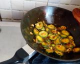 A picture of step 2 of Karela bhaji.