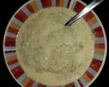 A picture of step 3 of Quaker oats and nutri c orange juice.