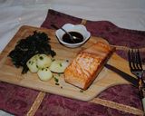 A picture of step 12 of Salmon fish with turmeric-ginger rice OR with Spinach puree.