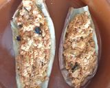 Foto del paso 4 de la receta Berenjena rellenas de atún con quesos y roquefort