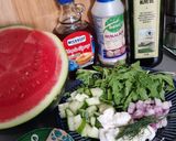 Rukkolás, "túrós" dinnyesaláta (vegán) recept fázis 1 fotója