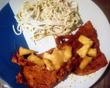 Foto del paso 6 de la receta: Espagueti blanco acompañado de carne enchilada y piña