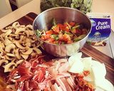 A picture of step 2 of Creamy Rigatoni with Basil Pesto & Prosciutto.