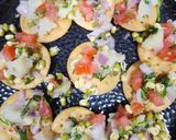 A picture of step 3 of Moong Sprouts Dahi Papdi chaat.