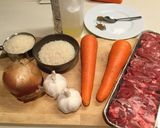 A picture of step 1 of Plov with lamb meat - my version from memory.