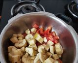 A picture of step 1 of Cauliflower and raw banana sabzi.
