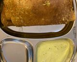 A picture of step 6 of Pesarattu masala dosa.