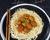 A picture of step 7 of Chicken meatballs spaghetti.