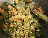 A picture of step 6 of Achari Bhindi.