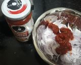 A picture of step 1 of Schezwan onion pakora.