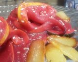 Foto del paso 7 de la receta: Calabacines🥒 con salsa de remolacha y peras🍐 caramelizadas🤨🍝🤔!!!