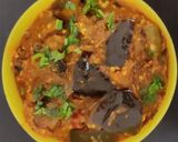 A picture of step 7 of Curd brinjal gravy.