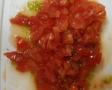 A picture of step 2 of Garlic, Corn, Tomato. Mozzarella topping & Grated Cheese. Salsa.