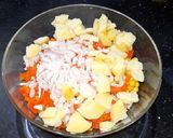 A picture of step 1 of Aloo chana chaat.