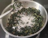 A picture of step 4 of Thotakura leaves subji.