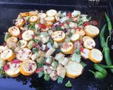 A picture of step 8 of Zucchini Duo with Tomatoes, Bell Pepper, Seaweed, and Green Chilies.