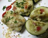 A picture of step 7 of Zucchini stuffed with cheesy Guacamole.
