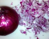 A picture of step 2 of Laal Saag { Red Amarnath Leaves }.