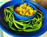 A picture of step 7 of Besanwali Mirchi.