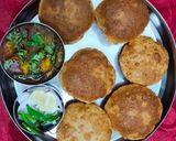 A picture of step 7 of Bedmi puri.