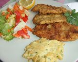 A picture of step 5 of Battered Whiting, Fritters, and Salad (Gluten-Free).