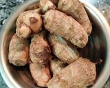 A picture of step 1 of MASALA ARBI with COCONUT MILK.