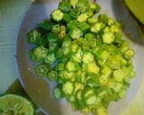 A picture of step 2 of Okra(mabenda) and fried fish.