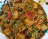 A picture of step 4 of Radish potato brinjal curry in mustard paste.