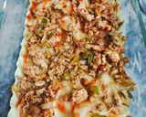 A picture of step 8 of Chicken cheese lasagna 😋😋.
