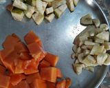 A picture of step 1 of Tricolour smoothie.