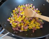 A picture of step 2 of Leftover Ham Fried Rice.