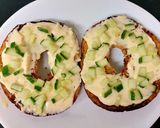 A picture of step 3 of My Toasted Open Bagel with Soft Cheese,Cucumber & Sweet Pepper😍.