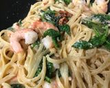 A picture of step 6 of Shrimp Linguine.