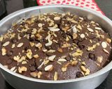 A picture of step 10 of Eggless Chocolate Banana cake.