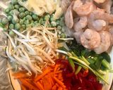 A picture of step 1 of Kung Pao Prawns.